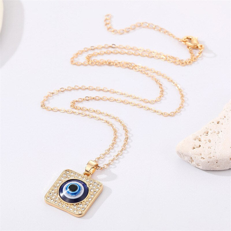 Square Turkish Eye Necklace