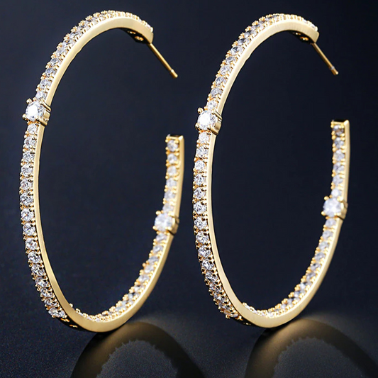 Front and back studded hoops