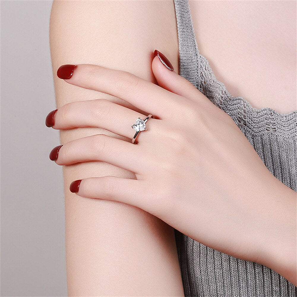 S925 Heart Zircon Ring (Adjustable)