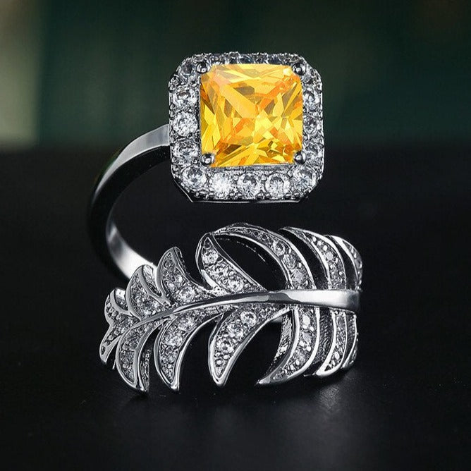 Citrine Leaf Twirl Ring