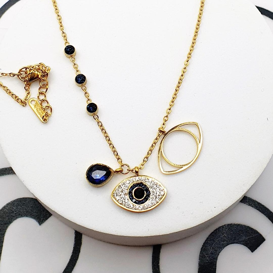 Turkish Eye Blue Drop Necklace