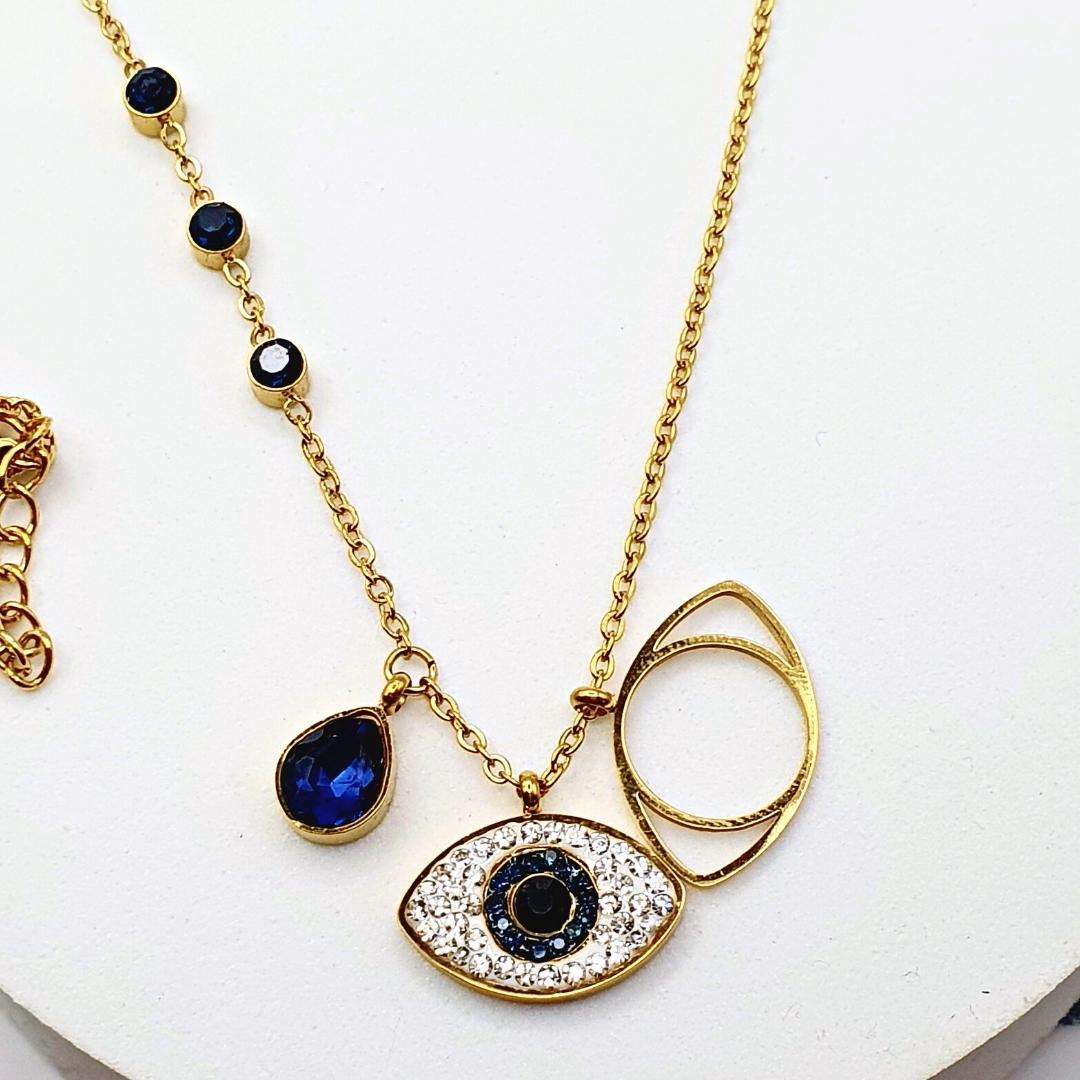 Turkish Eye Blue Drop Necklace