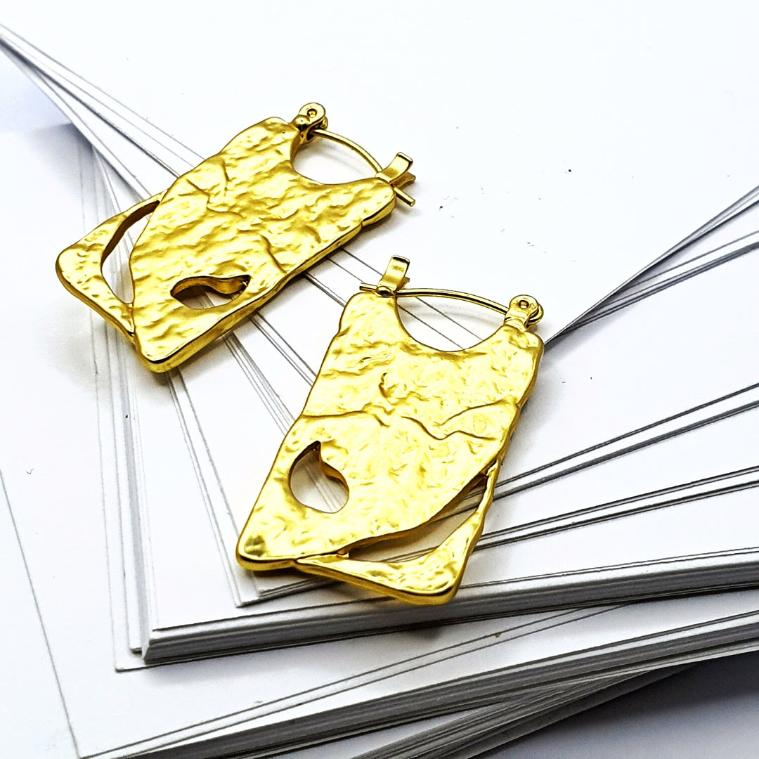 Gold Brick Grunge Earrings