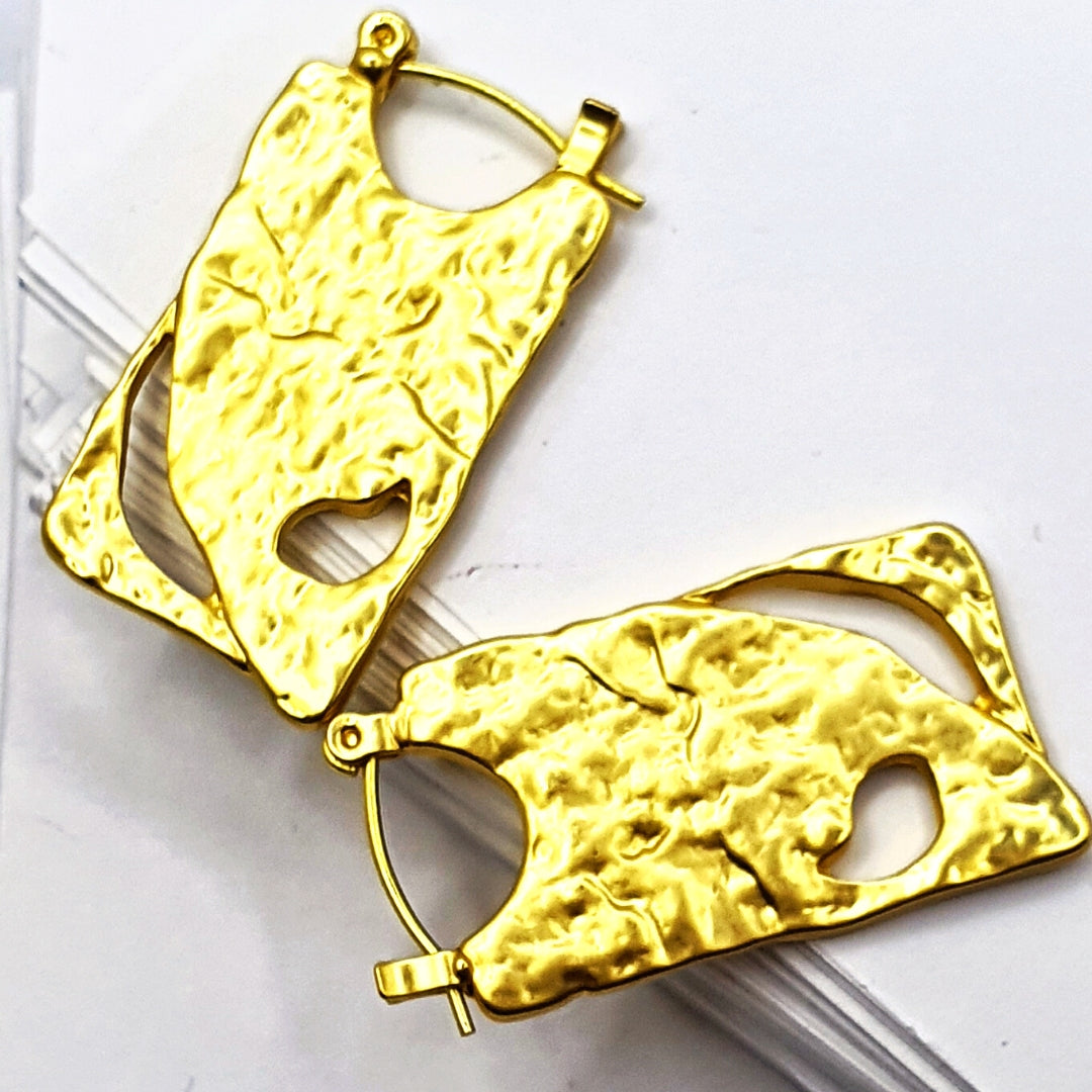 Gold Brick Grunge Earrings