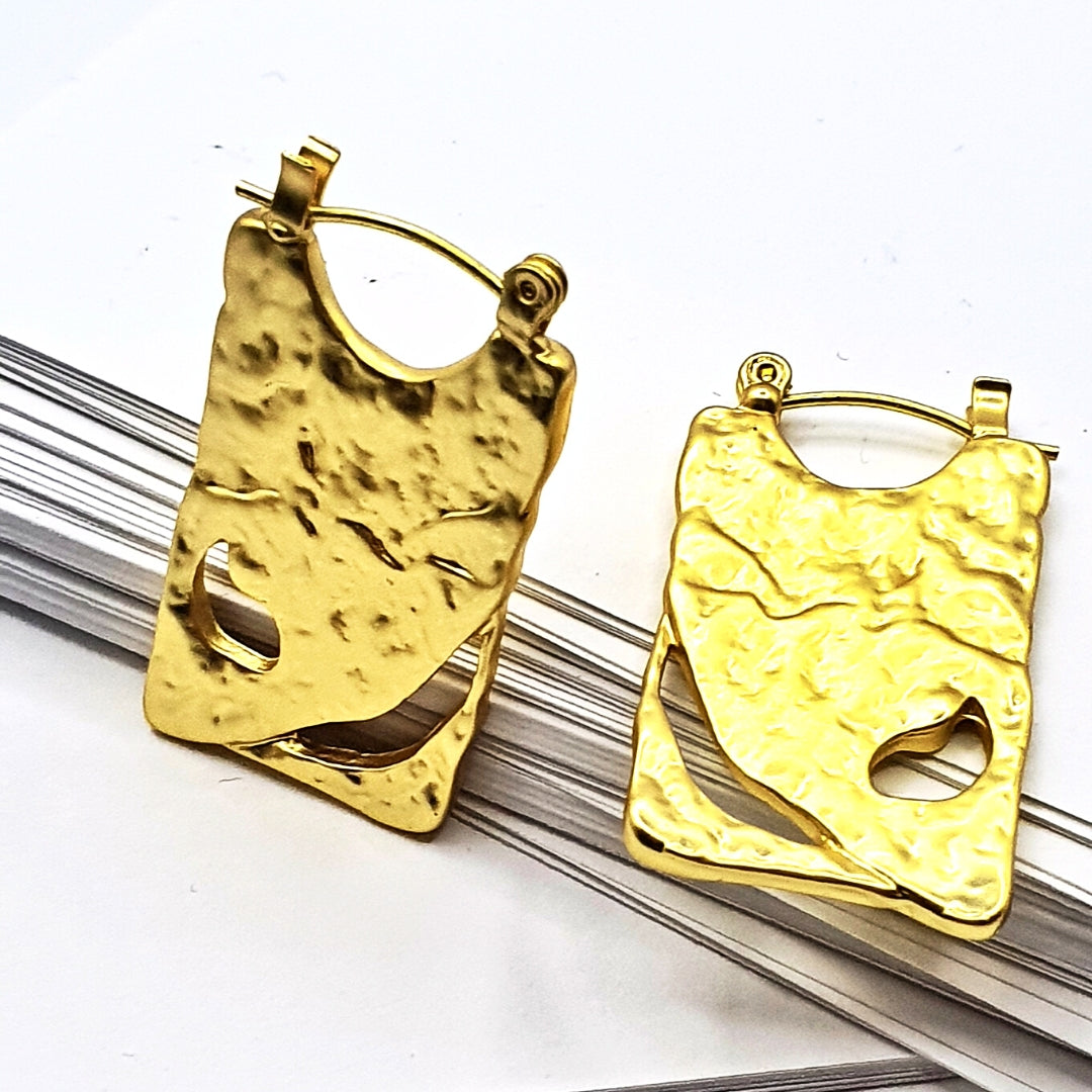 Gold Brick Grunge Earrings