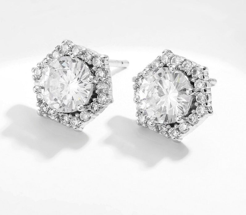 Hex Zircon Studs