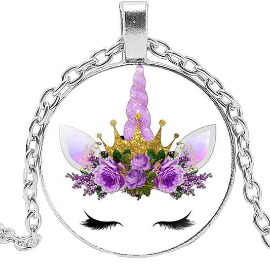 Unicorn Medallion Necklace: Purple