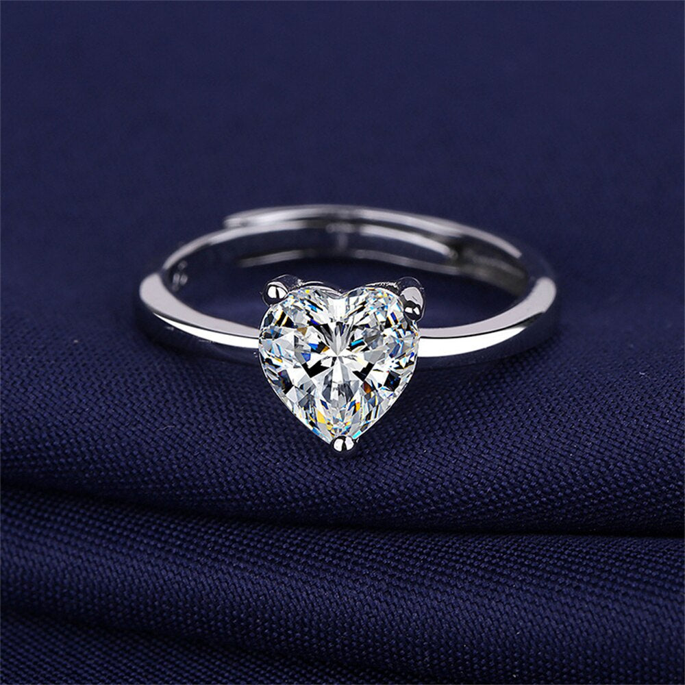 S925 Heart Zircon Ring (Adjustable)