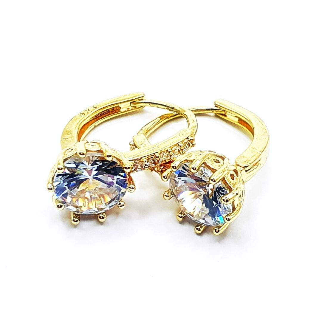 Gold-Plated White Zircon Hoops