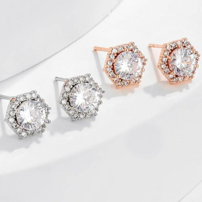 Hex Zircon Studs