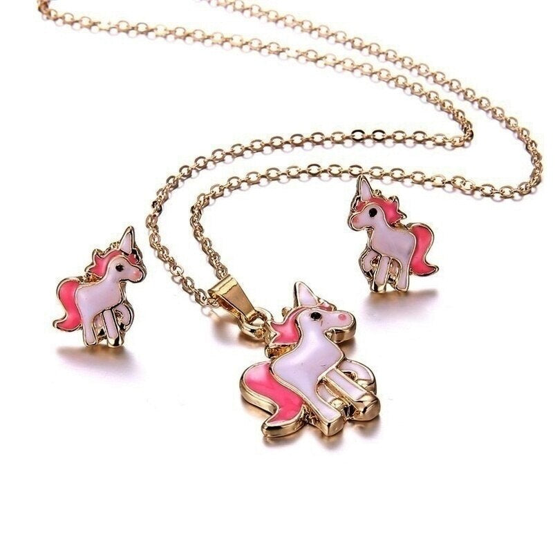 Unicorn Necklace, Earrings and Bracelet