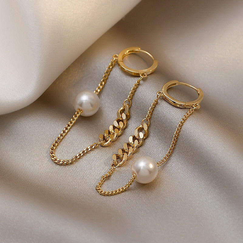 Minimalist Cuban Chain Loop Earrings