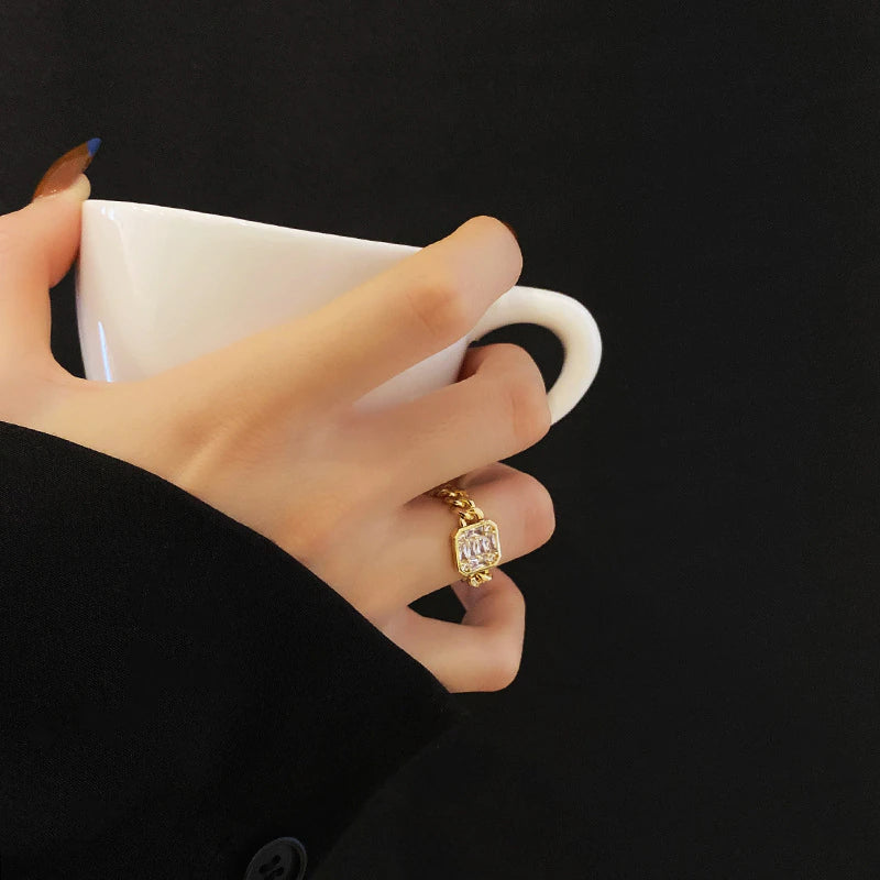 Square Crystal Chain Ring