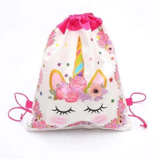 White Magical Unicorn Drawstring Bag