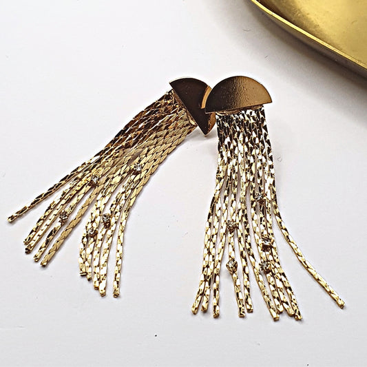 Studded Long Tassel Earrings