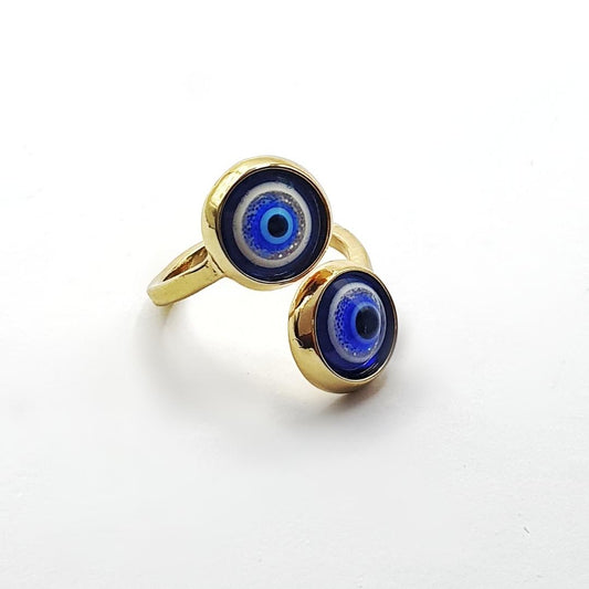 Twin Turkish Eye Ring (Adjustable)