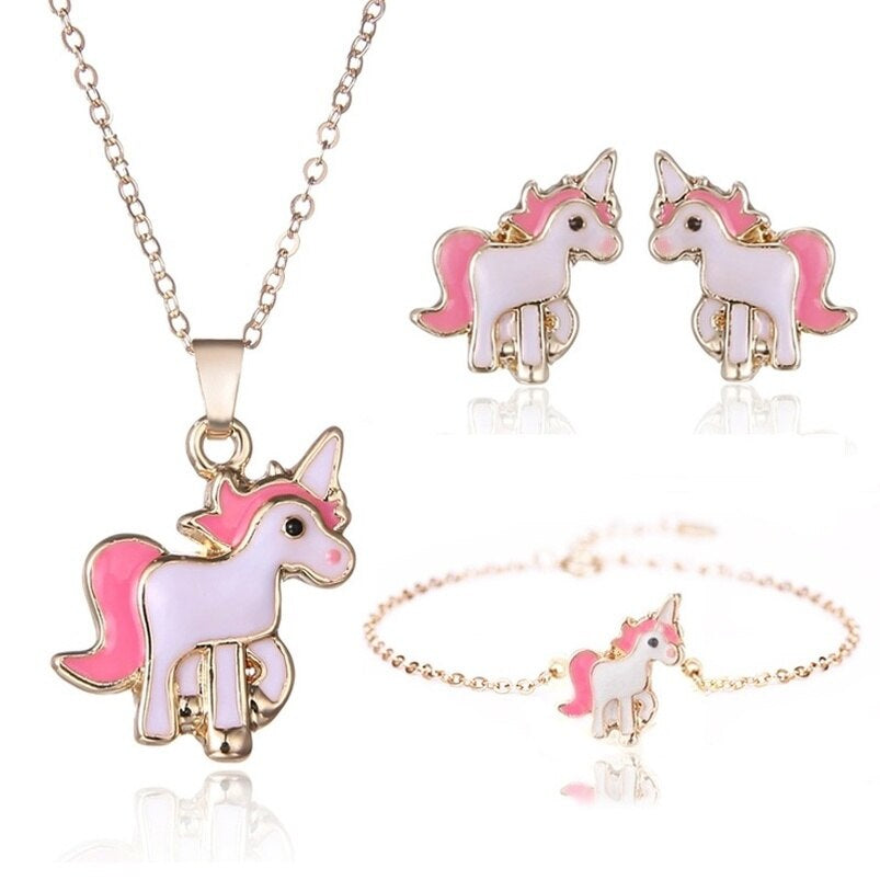 Unicorn Necklace, Earrings and Bracelet