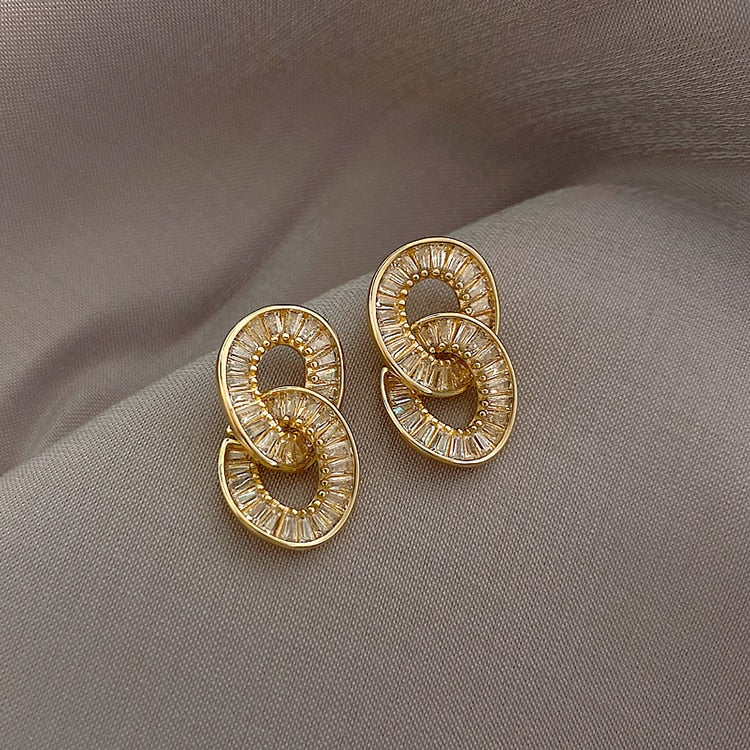 Twin Loop Zircon Earrings