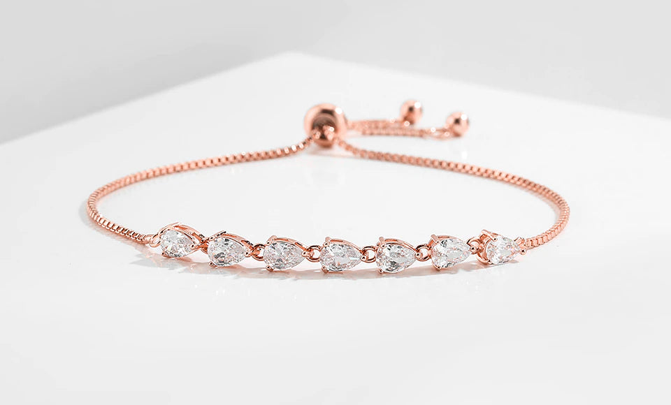 Teardrop Rose Gold-plated Adjustable Bracelet