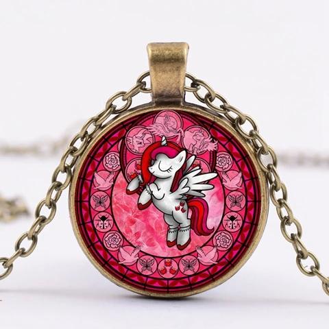 Unicorn Medallion Necklace: Red Heart Unicorn