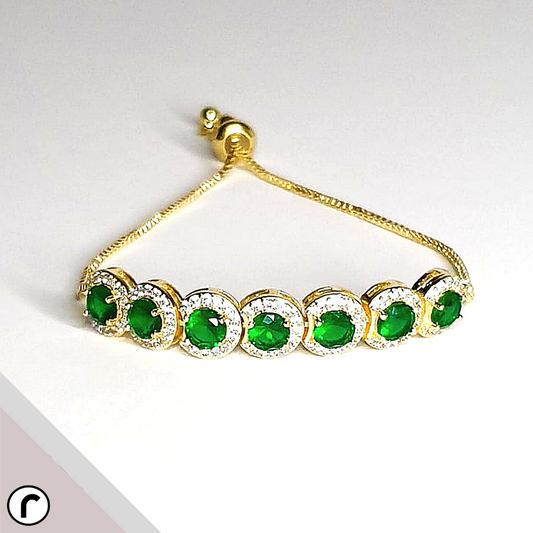 Emerald Green Zirconia Tennis Adjustable Bracelet