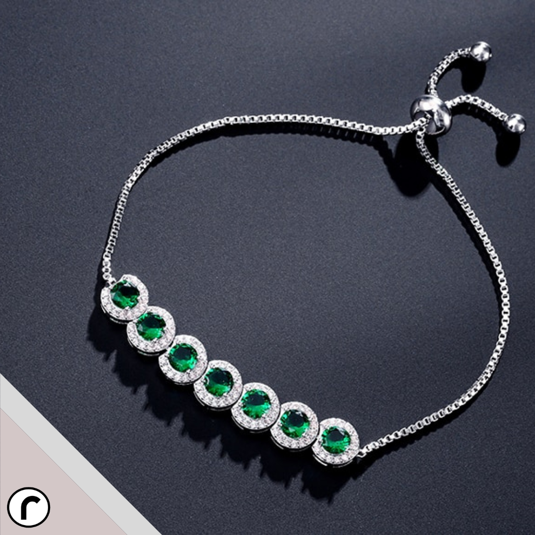 Emerald Green Zirconia Tennis Adjustable Bracelet