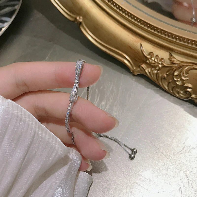 Silver Bow Zircon Bracelet