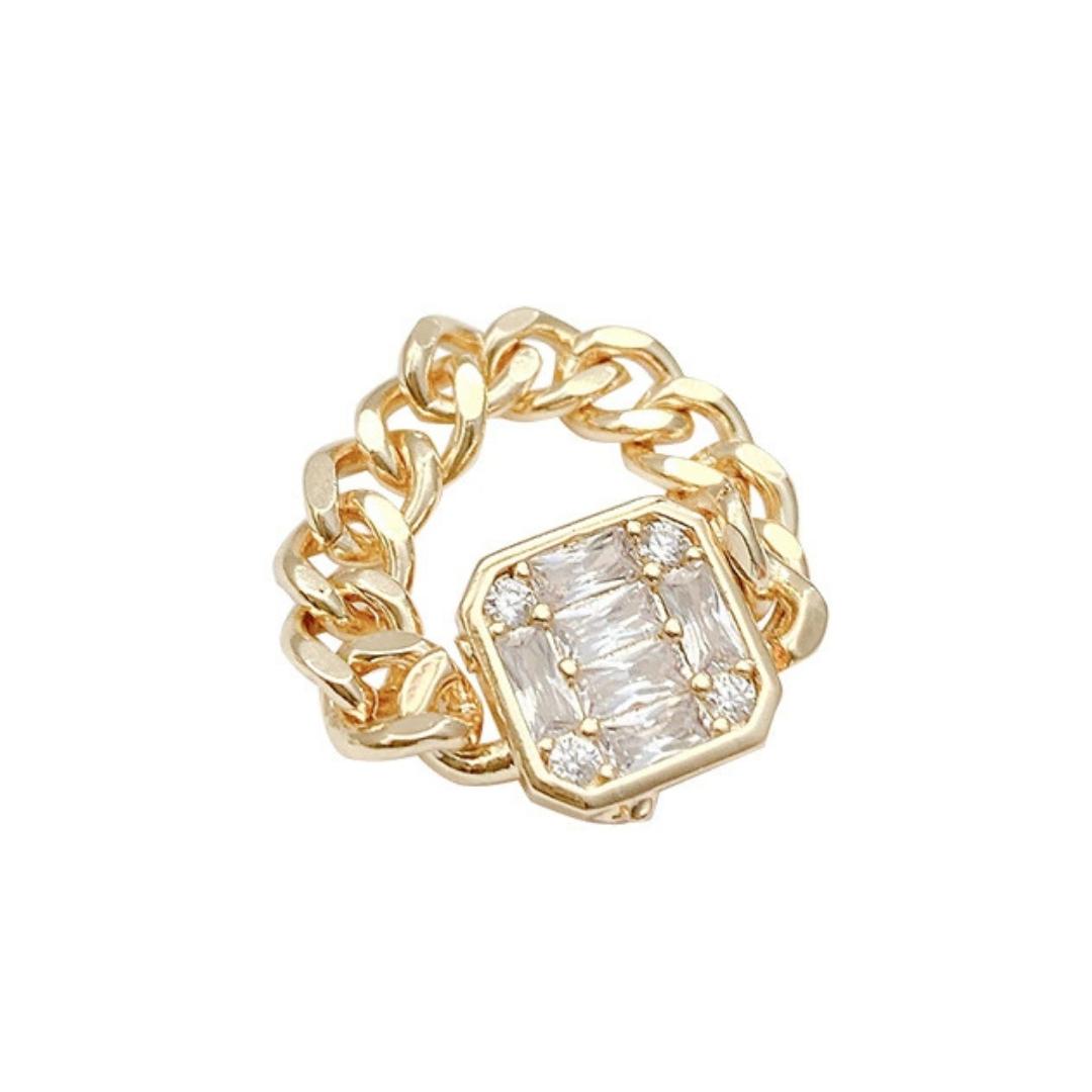 Square Crystal Chain Ring