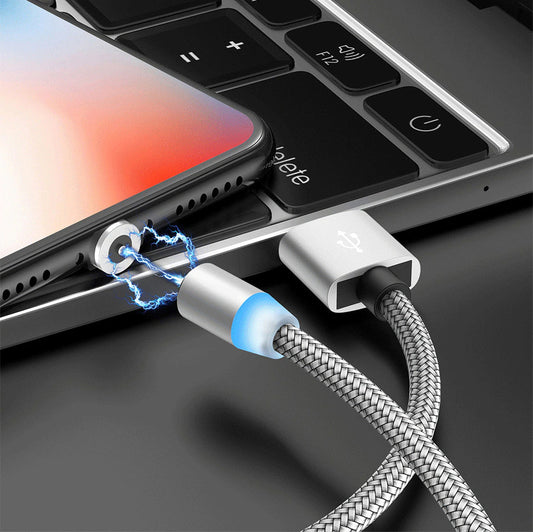 Silver Magnetic Charging Cable with any choice of Pin 1m & 2m