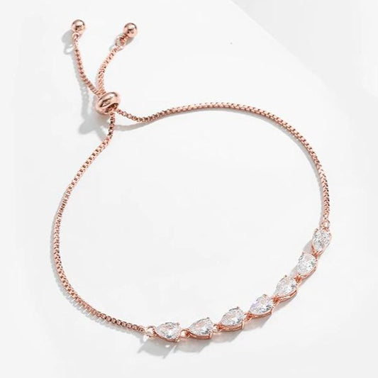 Teardrop Rose Gold-plated Adjustable Bracelet