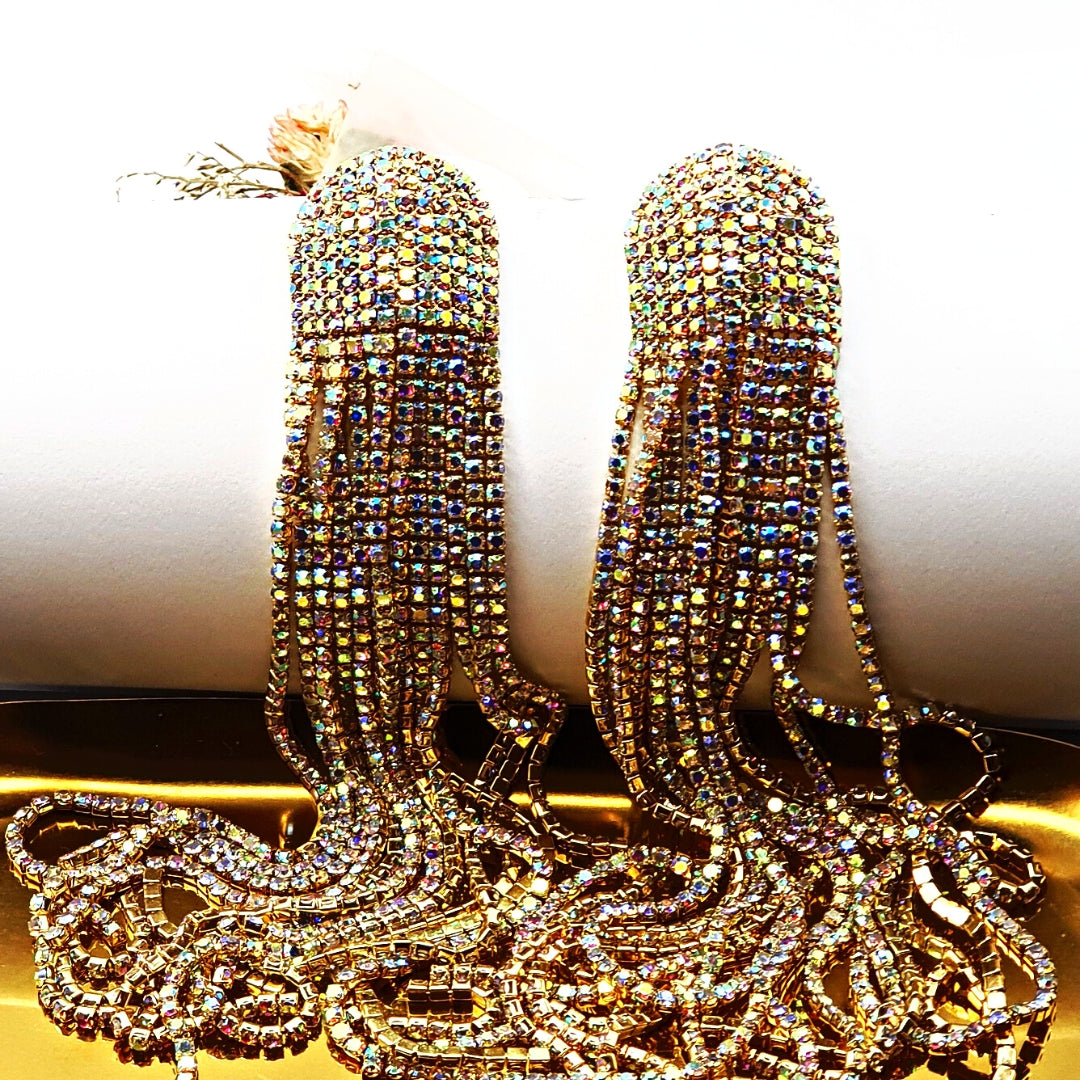 Psychadelic Tassel Long Drop Earrings