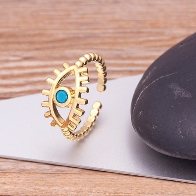 Turkish Eye Boho Ring (Adjustable Size)