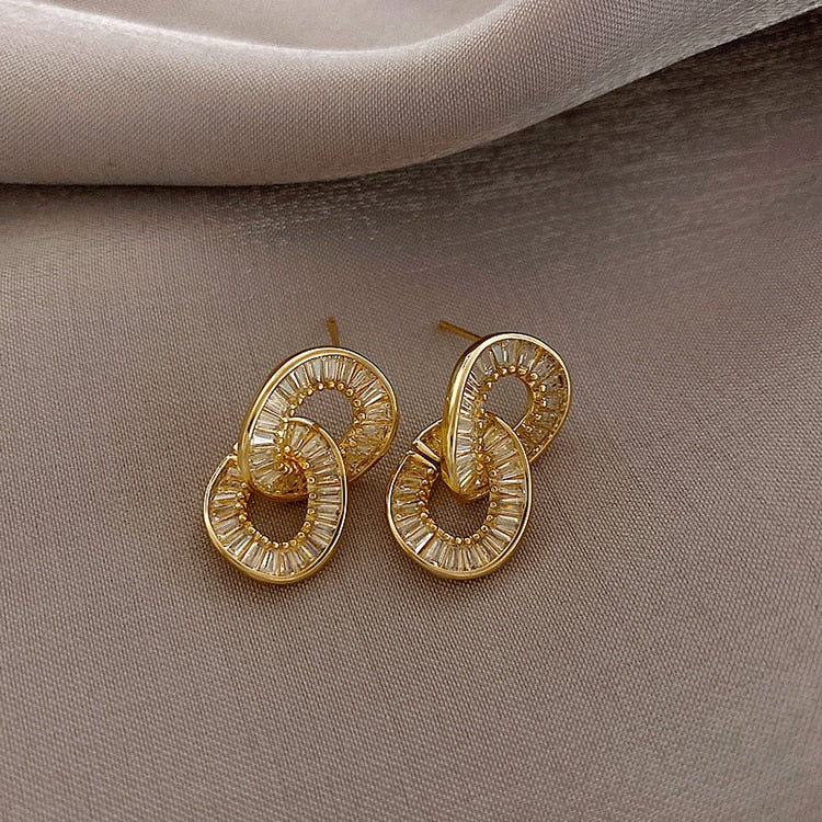 Twin Loop Zircon Earrings