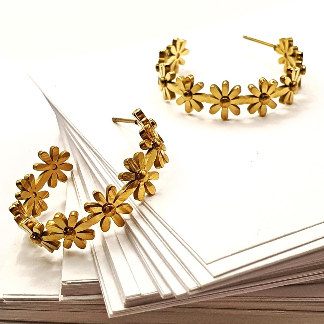 Gold Plated Flower Hoops