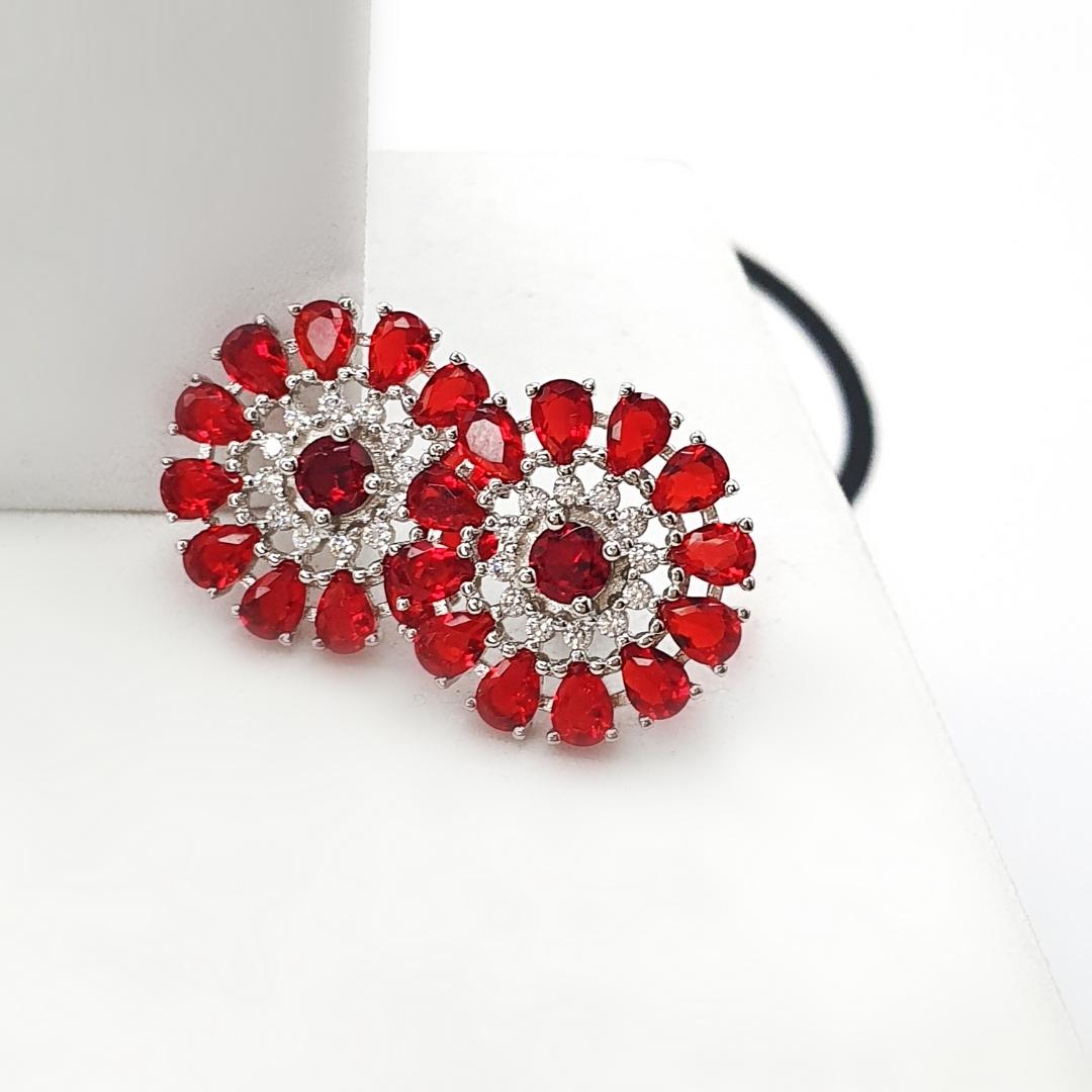 Red Floral Earrings