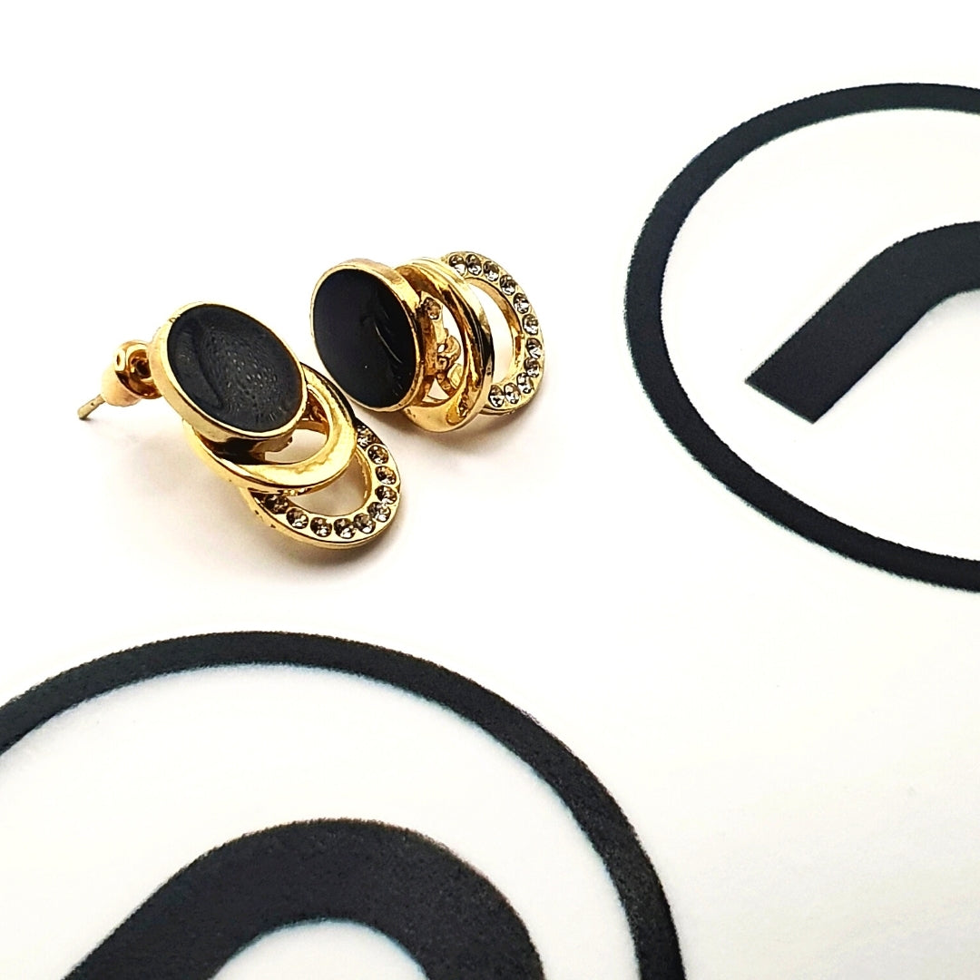 Black Crystal Circle Earrings