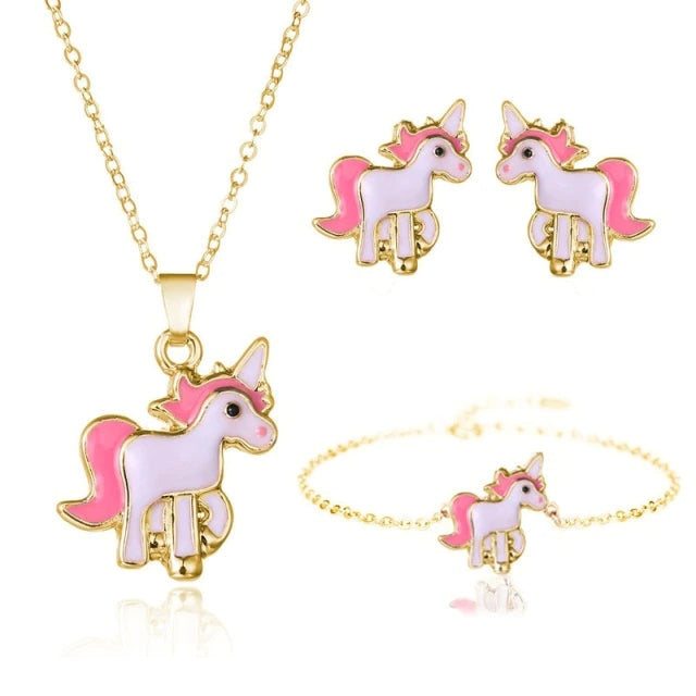 Unicorn Necklace, Earrings and Bracelet