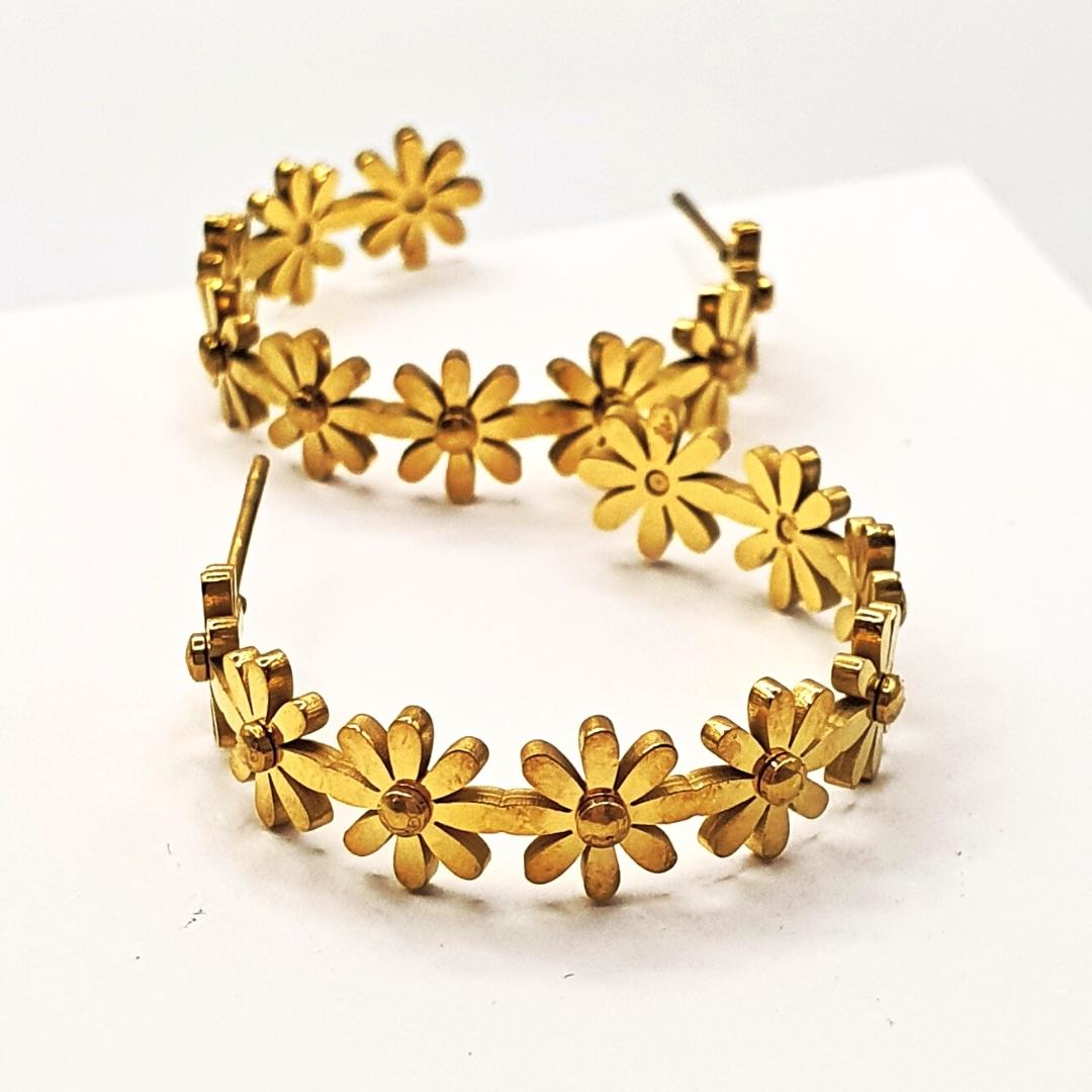 Gold Plated Flower Hoops