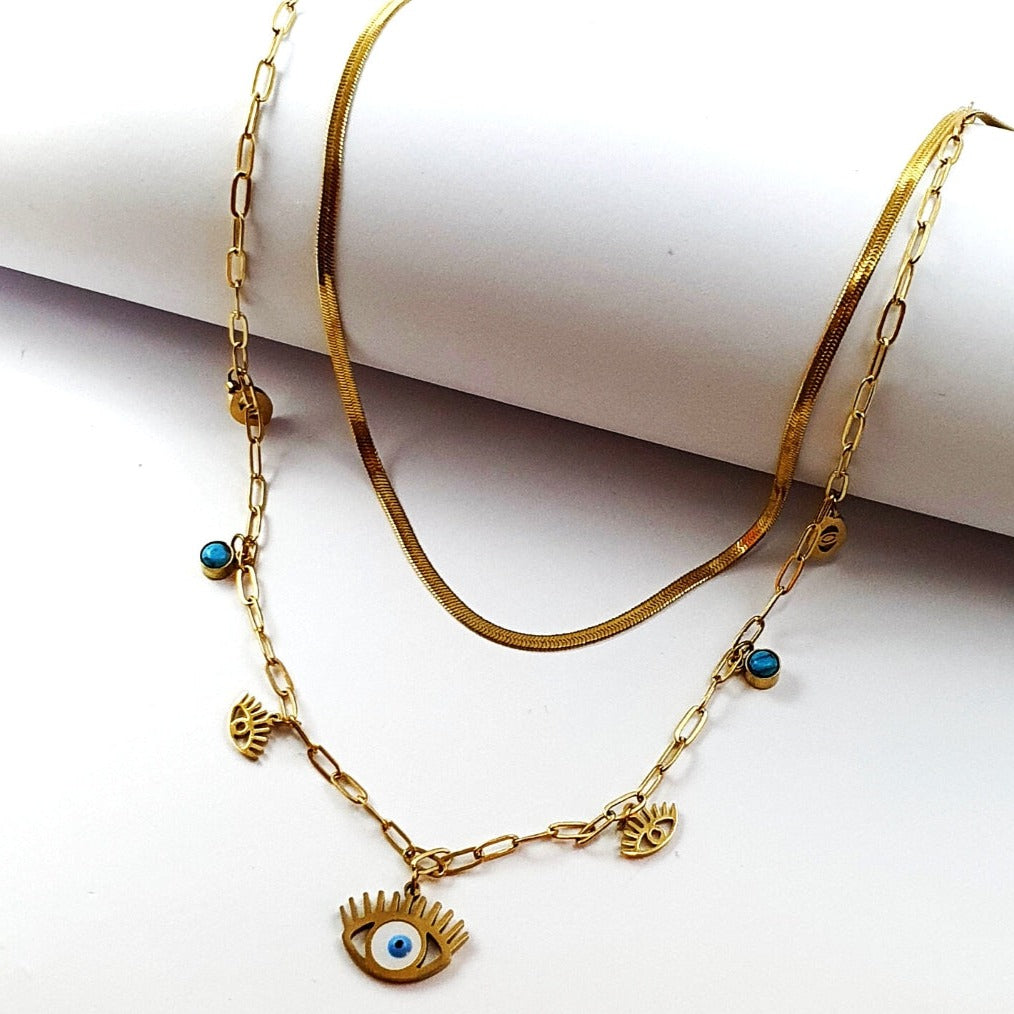 Double Layer Turkish Eye Necklace