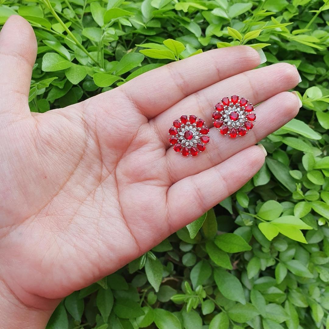 Red Floral Earrings