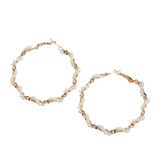 Intertwined Pearl Hoops