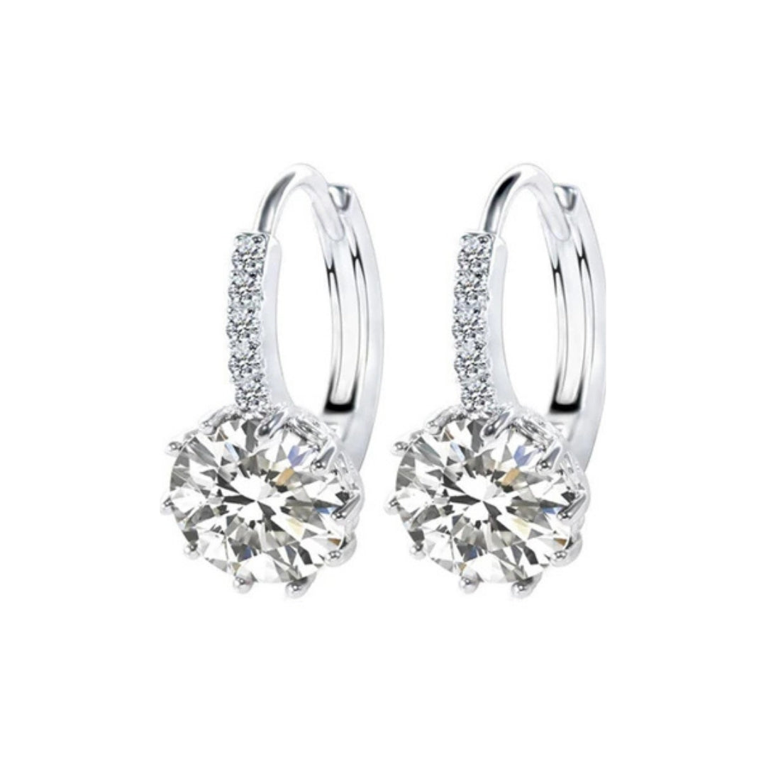 White Zircon Hoop Earrings