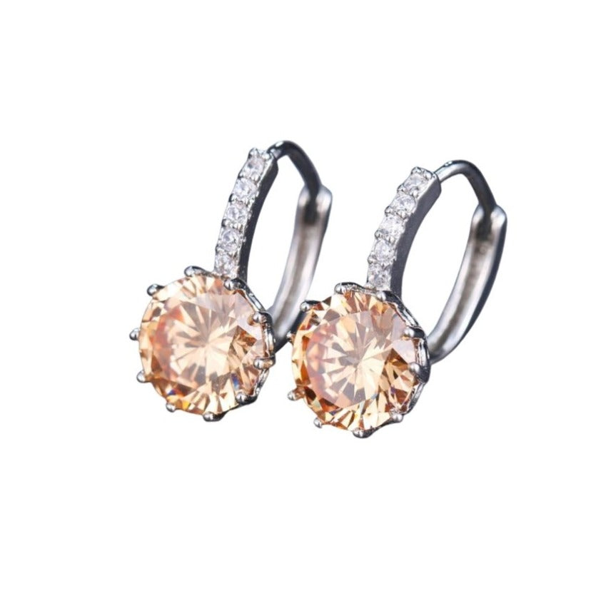 Citrine and White Zircon Hoops