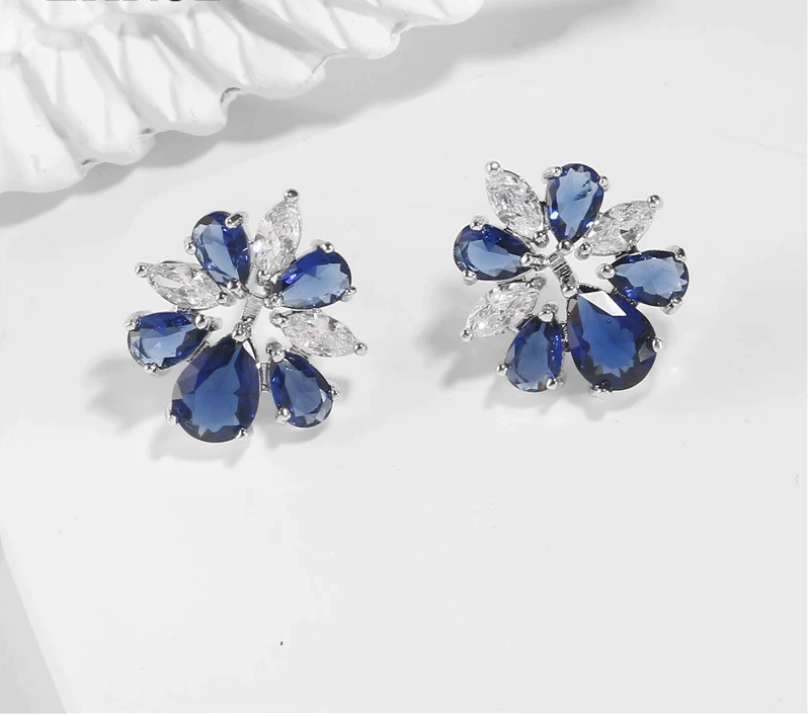 Floral Zirconia Stud Earrings