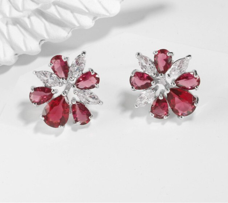 Floral Zirconia Stud Earrings