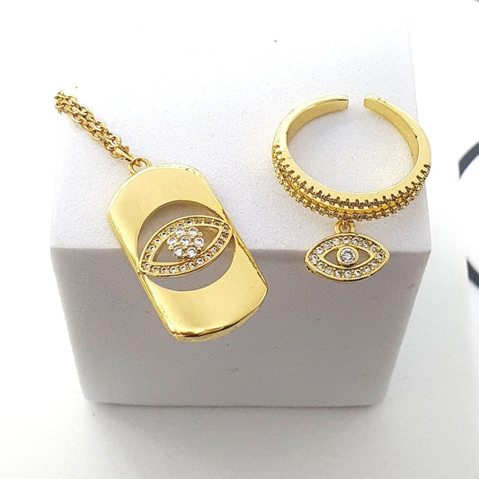 Turkish Gold Eye Jewelry Set