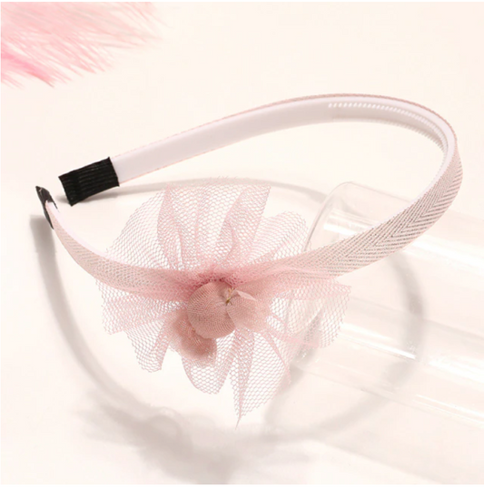 Pink Net Flower Headband