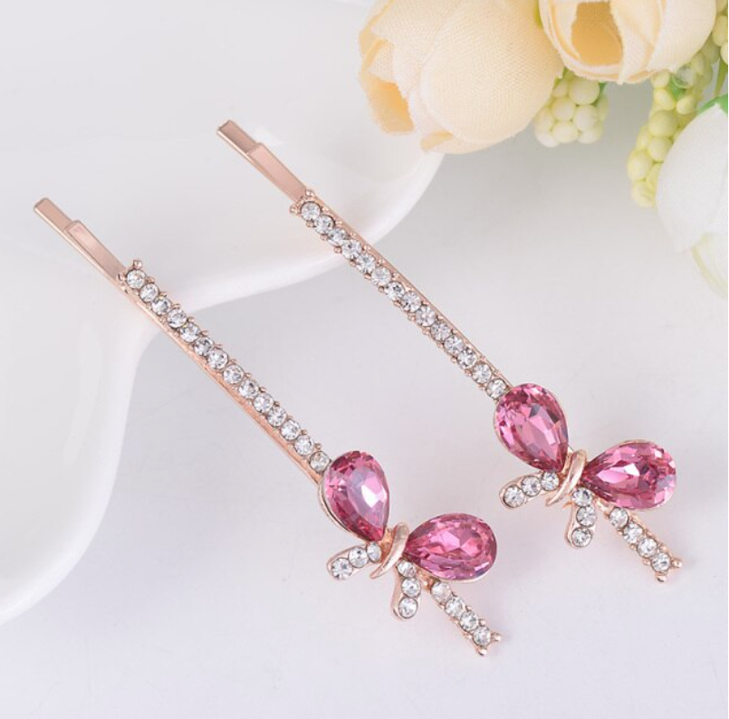 Gold Tone Crystal Metal Butterfly Hair Pin