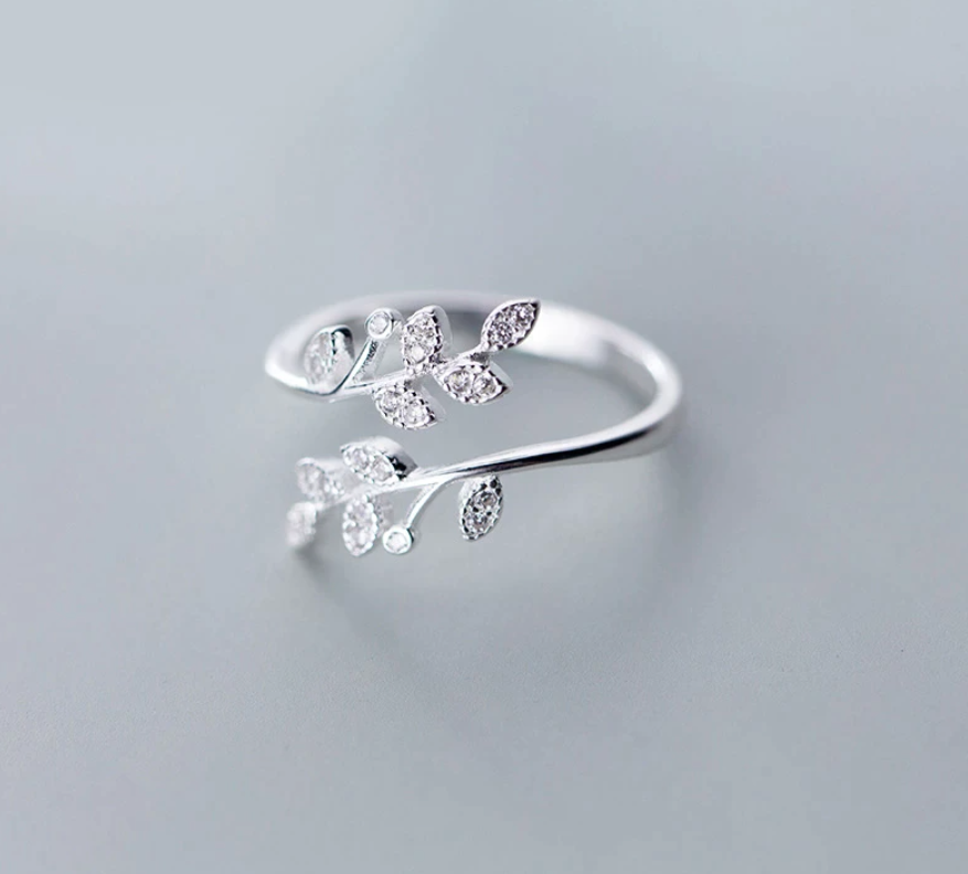 Leaf Adjustable Ring Silver 925