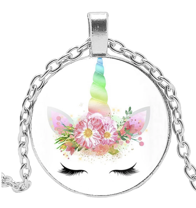 Unicorn Medallion Necklace: White Unicorn